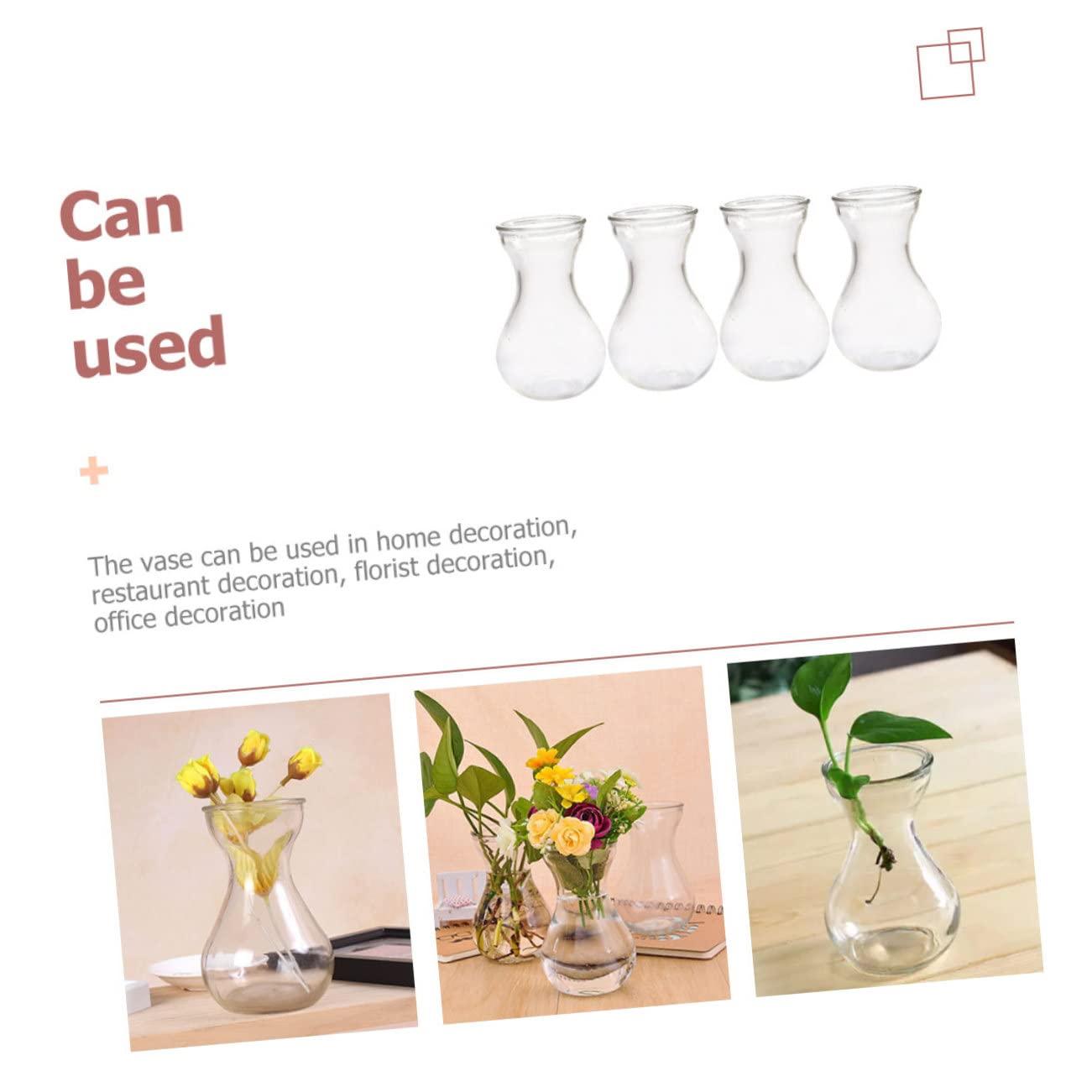 Artibetter 4 Pièces Vase en Jacinthe Décorations en Cristal pour La Maison Décor Rétro Miniture Décoration Vase Hydroponique Vases À Fleurs en Jacinthe Petits Vases À Fleurs en Verre