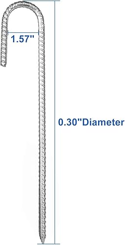 Miniatura 2 de Paquete de 10 estacas galvanizadas de 12 pulgadas con gancho en J, anclajes de suelo con gancho en J resistente, soporte de acero curvado para