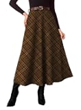 Plaid Skirts for Women 2025 Flared Vintage High Waist A Line Midi Tartan Skirts with Pockets