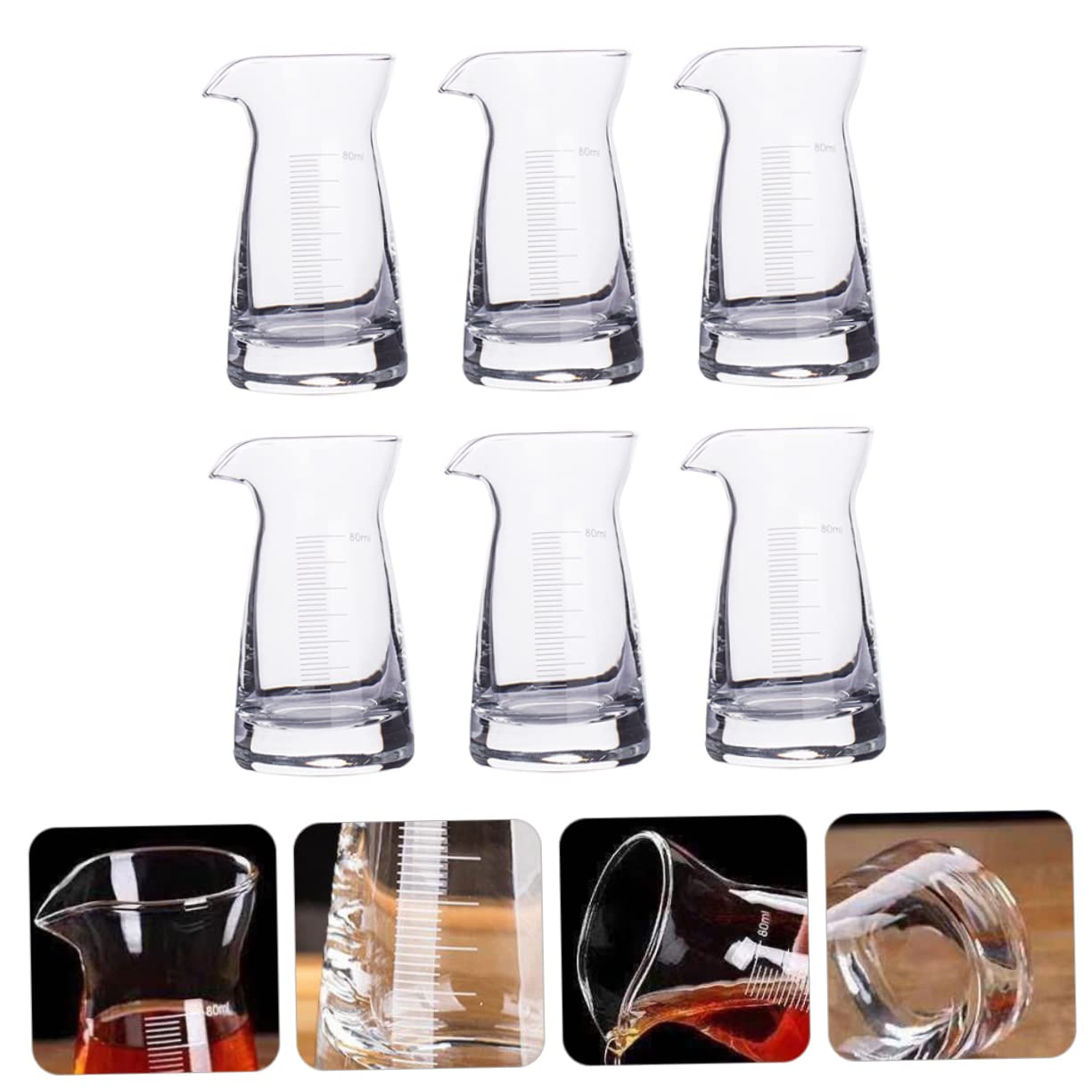 Amosfun Tazas Medidoras Para Vaso Medidor De Vidrio 6 Piezas Hecho De Vidrio Duradero