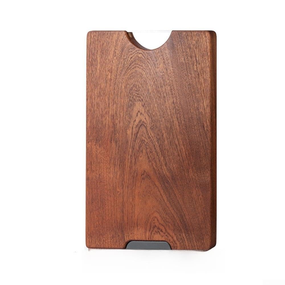 Tagliere in ebano massiccio per legno, spessore 25 mm, su entrambi i lati, con scolapiatti per carne e verdure, 30 x 20 cm (L)