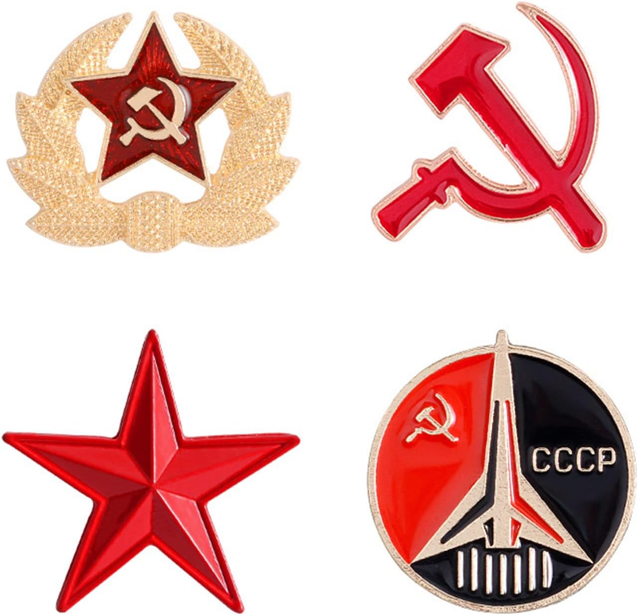 4X Pin Ussr Russian Soviet Removable Lapel Pin Badge Star Hat Pin Badge Communism Brooch, Medium, JSGHGDFm253
