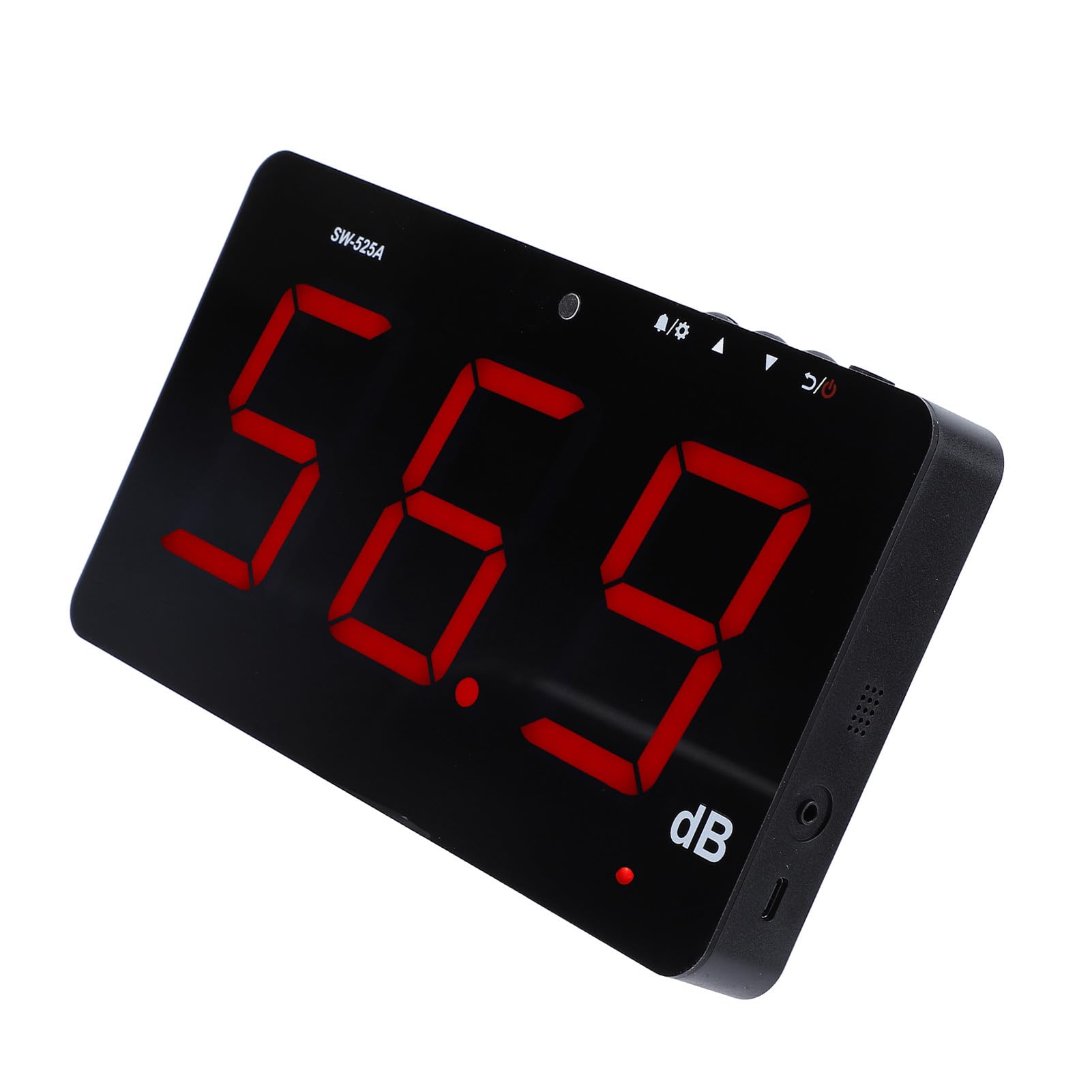 Greensen Misuratore di Livello Digitale LCD da 9,6 Pollici per Montaggio a Parete, Fonometro Digitale da 30-130 DB con Allarme e Blocco Dati per Famiglie, Uffici, Hotel, Ospedali