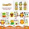 chiazllta 30 Packs Fall Craft Thanksgiving Owl DIY Art Craft with Fall Autumn Leaves Pumpkins Stickers Make Your Own Owl Set for Home Game Activities #1