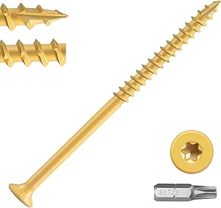 Deck Screws 5 inch, Wood Screws #10 x 5, (36pcs) 1lb, Rust Resistant Epoxy Coated,Torx Drive Head Outdoor Decking Screws,with T25 Star Bit,Tan
