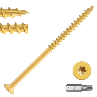 Deck Screws 5 inch, Wood Screws #10 x 5, 96pcs 2.5lb, Rust Resistant Epoxy Coated,Torx Drive Head Outdoor Decking Screws,with T25 Star Bit,Tan