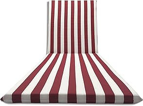 Padded Cushion for Sun Lounger 190 x 60 cm Fully Removable Cover in 100% Cotton (White and Bordeaux)