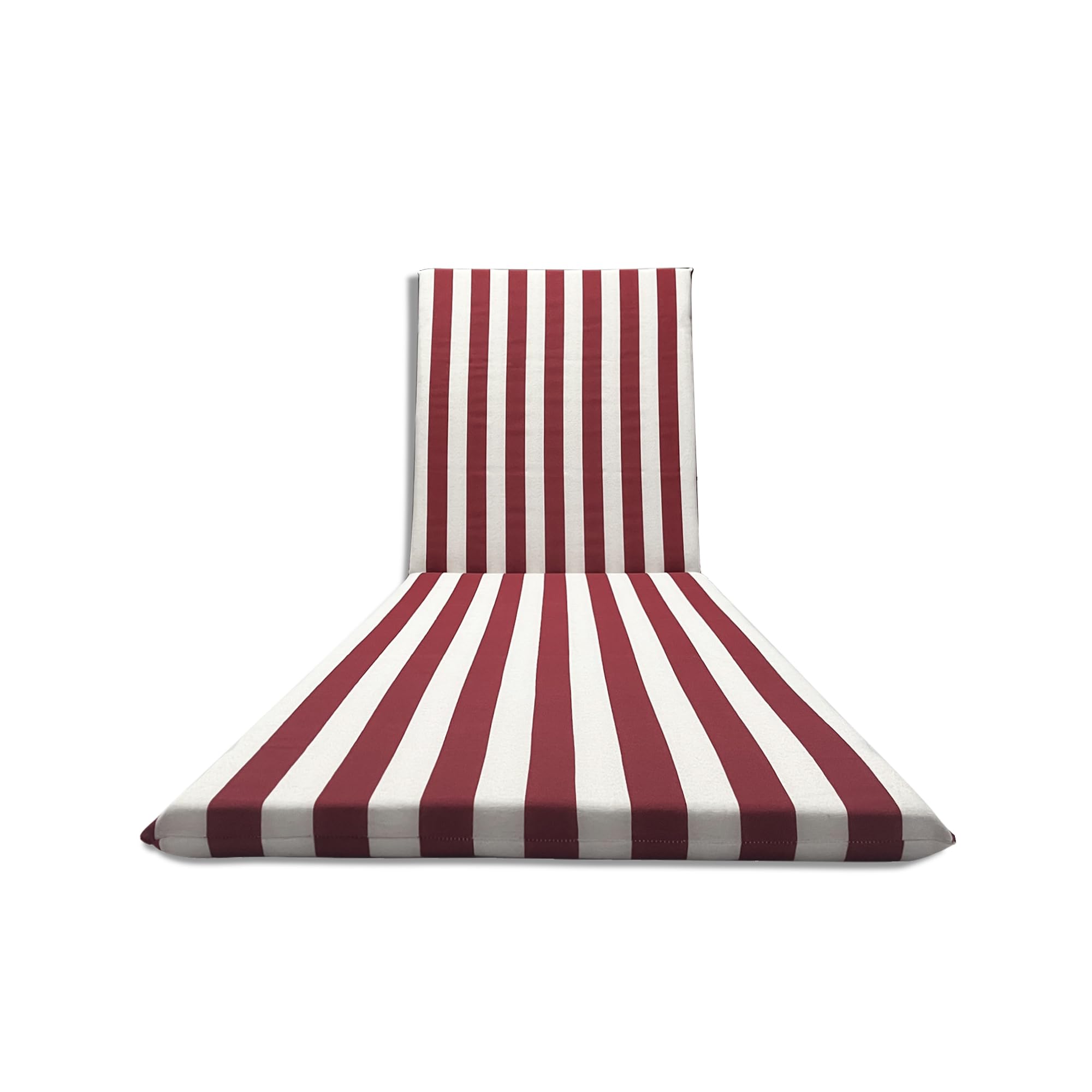 Il Tuo Artigiano Design Padded Cushion for Lounger, Artisan Fully Removable Cotton Cover (White and Bordeaux)