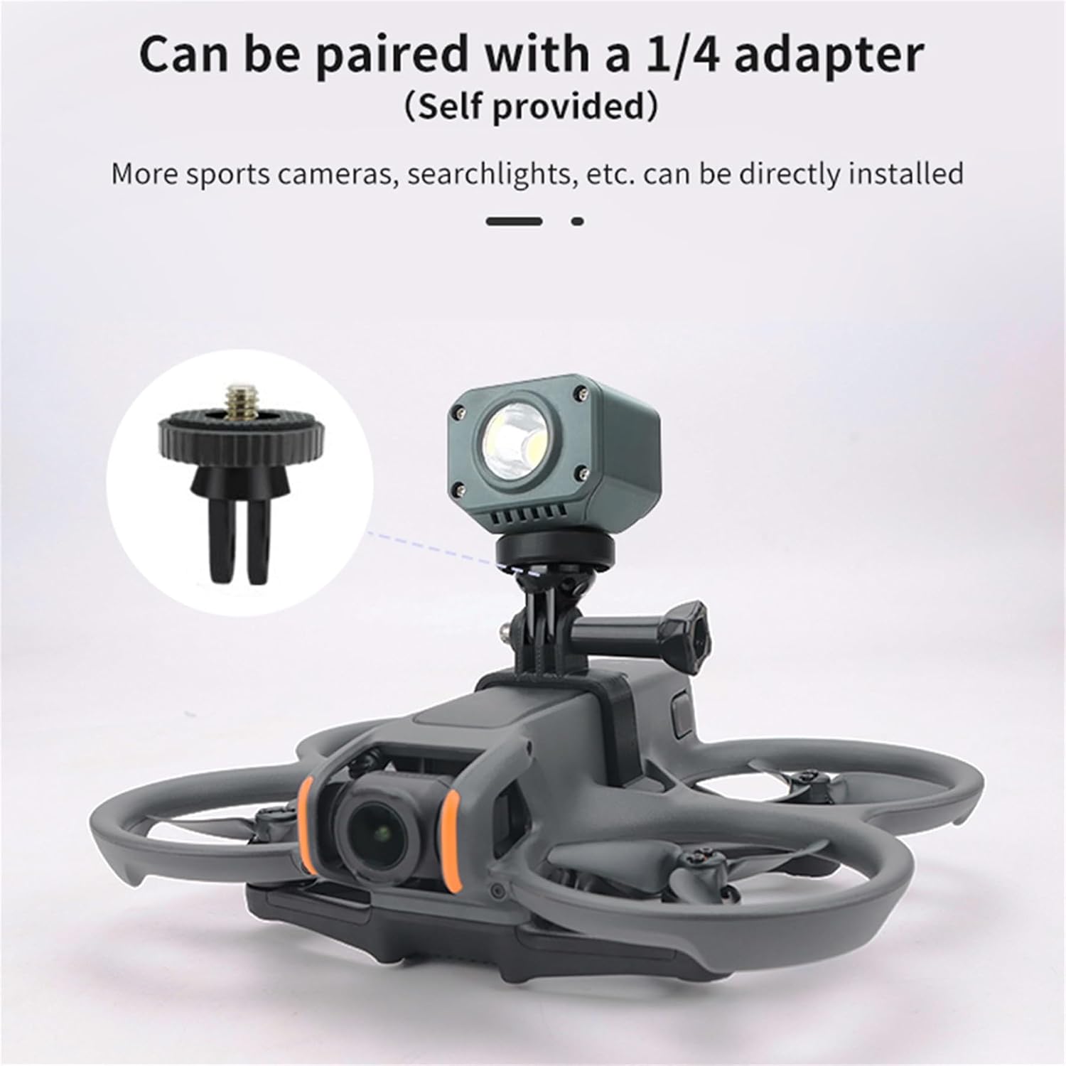 Action Camera Expansion Mount Bracket for DJI Avata 2 Accessories, Top Mount Adapter Sports Camera/LED Light Holder Compatible with Insta360 X5 X4 X3 Ace Pro 2/Action 5 Pro/4/3/Go Pro 13 12 11 9 10
