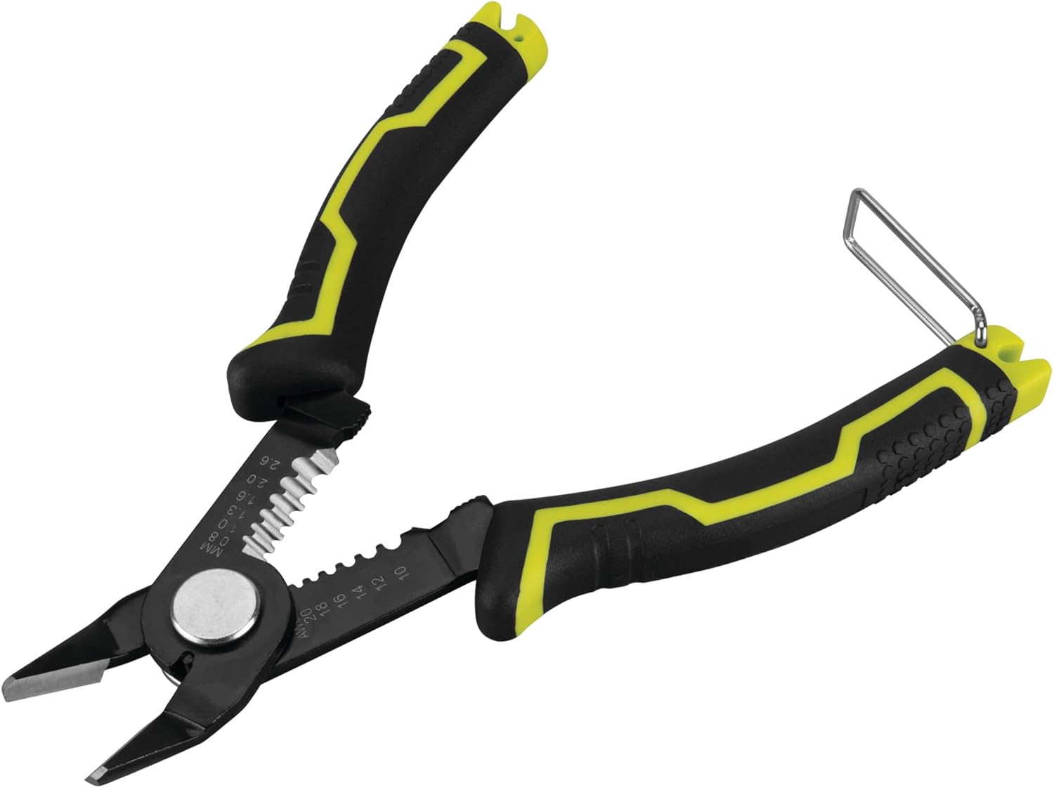 Performance Tool W86510 6-1/2-in Multifunction Flush Cutting Pliers: Cutting, Stripping, Crimping, Hardened Edges, 10-20 AWG Wire, Handle Lock, Ergonomic Handle, Spring Loaded, Black/Green