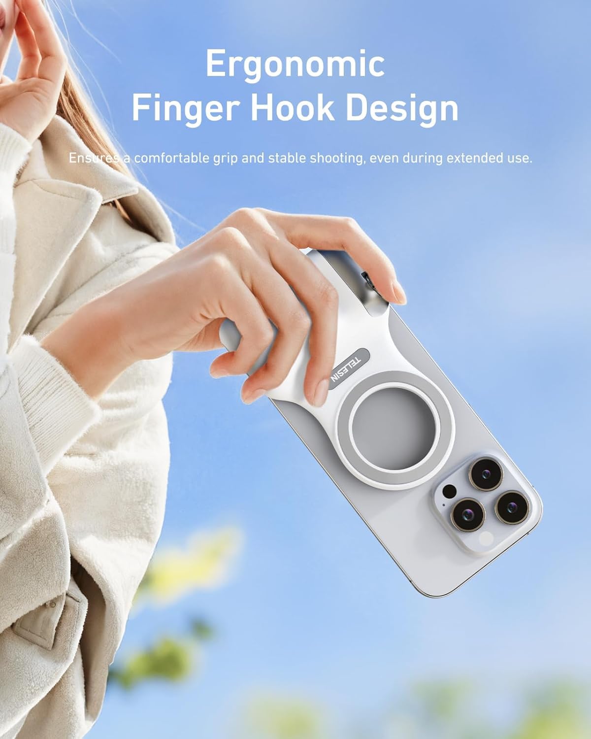 TELESIN Fun Shot Magnetic Phone Camera DSLR Style Shutter Grip for iPhone & Android with Detachable Wireless Shutter Button - MFI Certified - 1/4" Screw (Magentic Grip) — Amazon image 5