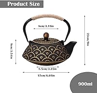 Vista 3 de Tetera japonesa de hierro fundido con infusor, hervidor de té de hierro fundido para estufa, tetera de té de pescado con infusor de acero