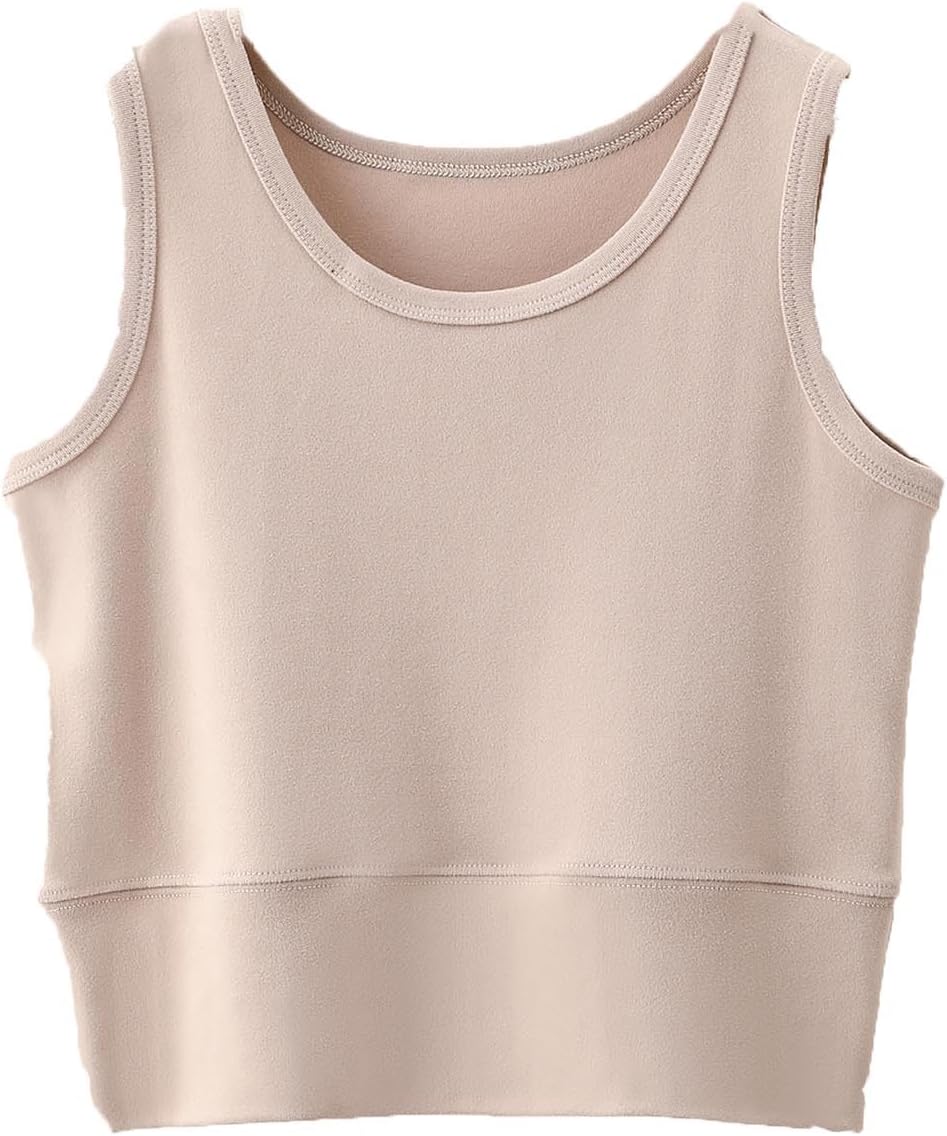 Fleece Lined Tank Top for Women:Casual Slim Fit Thermal Vest Sleeveless Shirts Camisole Winter Warm Outfits