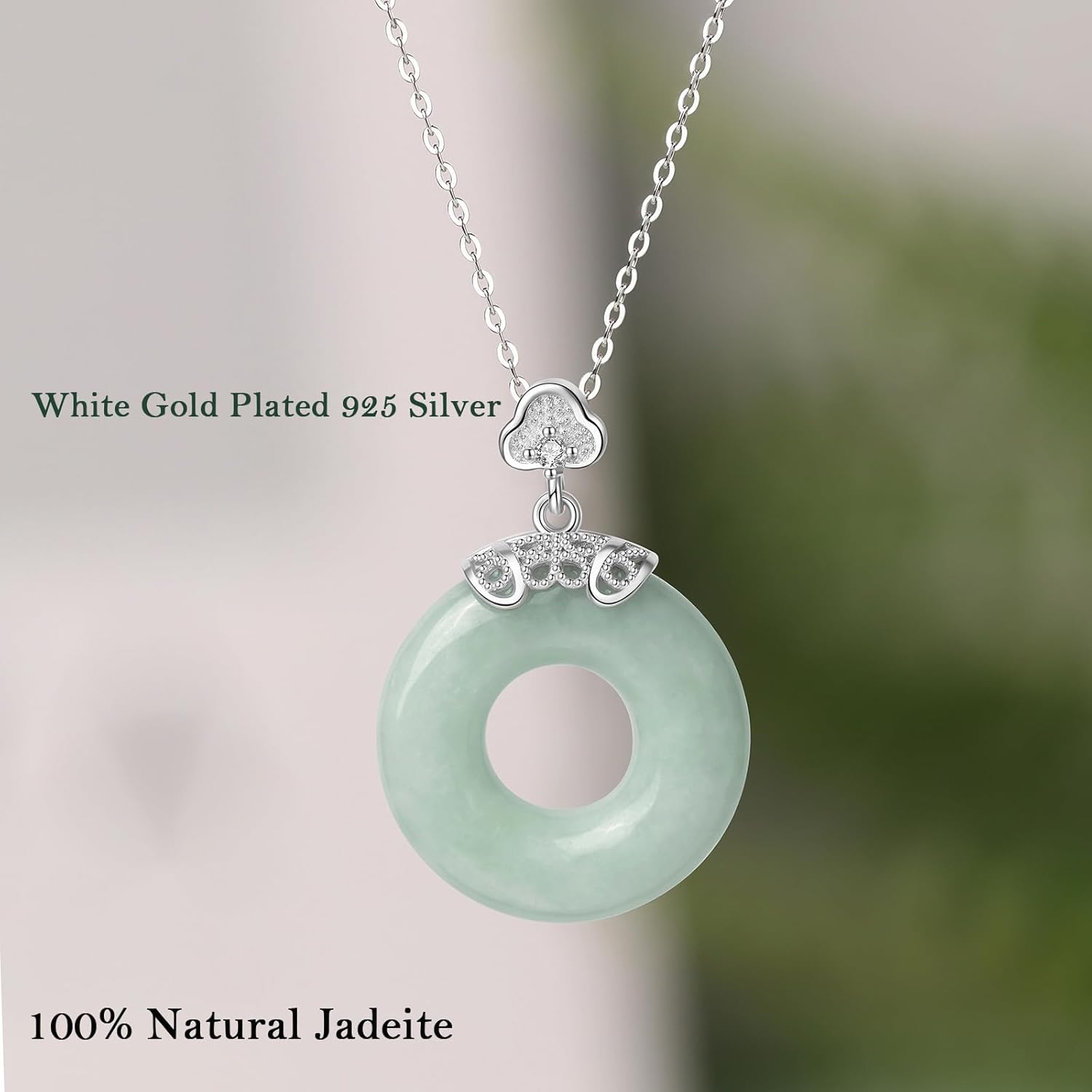Real Jade Donut Pendant Necklace for Women Genuine Jadeite Circle Round Charm Jewelry Birthday Valentine's Day Gifts for Her Good Luck Protection - Image 3