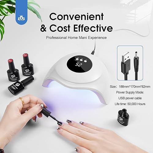 Miniatura 6 de Lámpara de uñas UV de 72W, luz UV para uñas de gel con sensor inteligente, 3 ajustes de temporizador y pantalla LCD, secador de uñas portátil