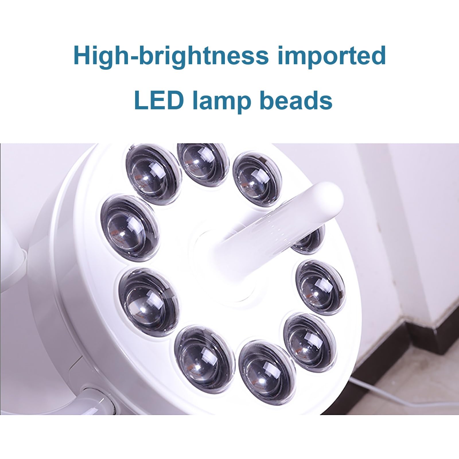 Lampada per Visita Chirurgica Mobile 30W LED Luce Chirurgica Senza Ombre Lampada per Visita Medica per Odontoiatria Bellezza Ginecologia ORL Chirurgia Veterinaria