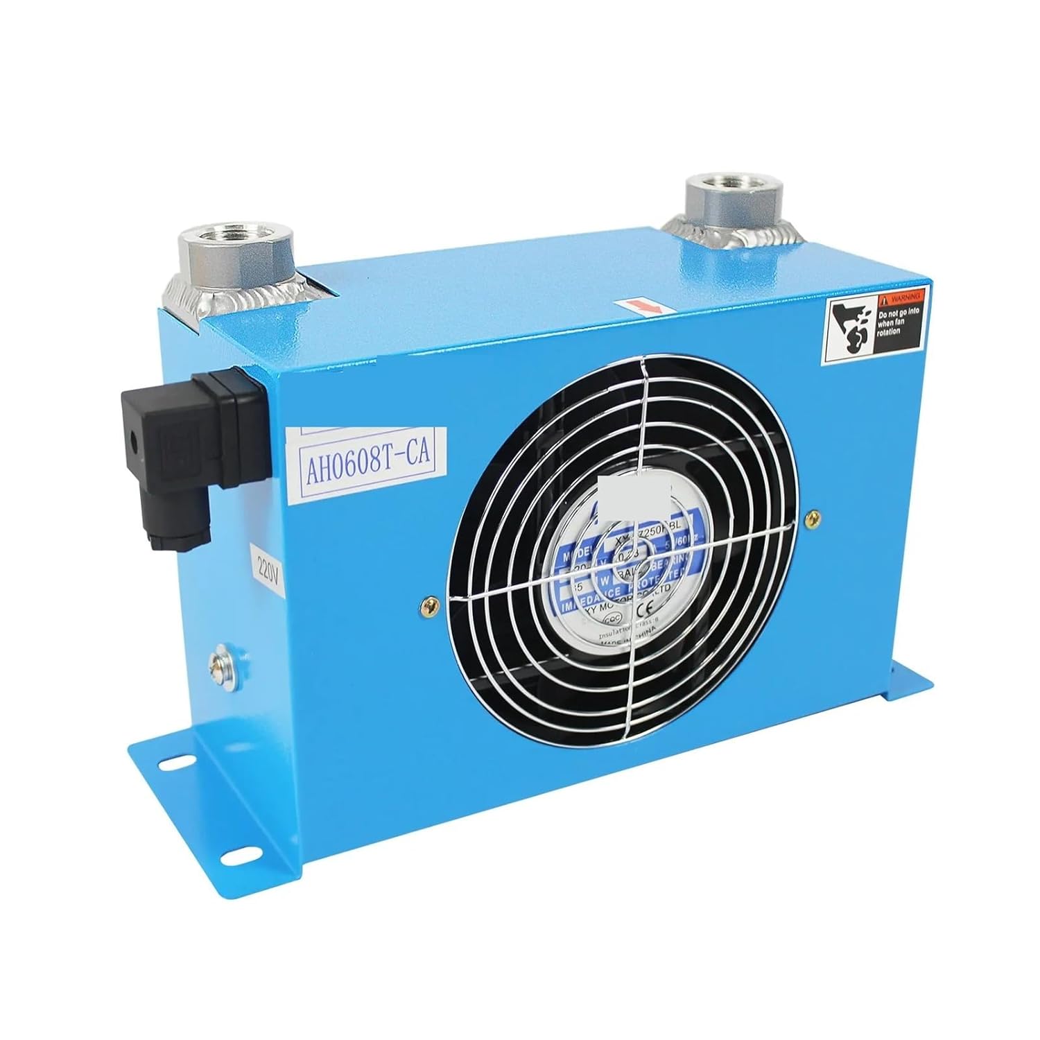 AH0608T-CA 60L/min Flow Radiator Oil Cooling Heat Exchanger Radiator Oil Cooler Plate Pin Heat Exchanger for Hydraulic System Efficient Shock Absorption(Blue,AC110)