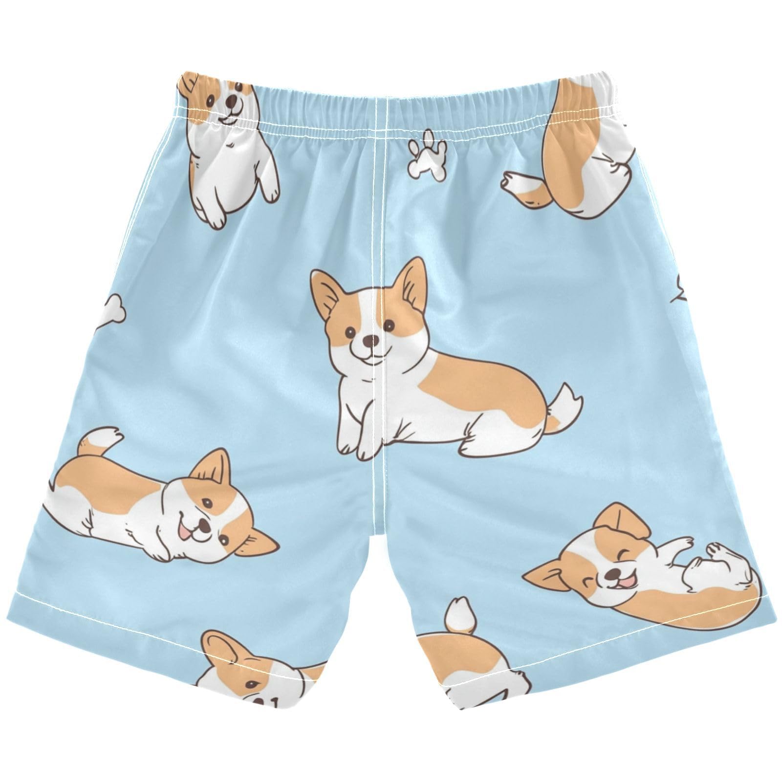 Jucciaco Boys Beach Board Shorts Dog Cartoon Blue Swim Trunk Teen Swimwear