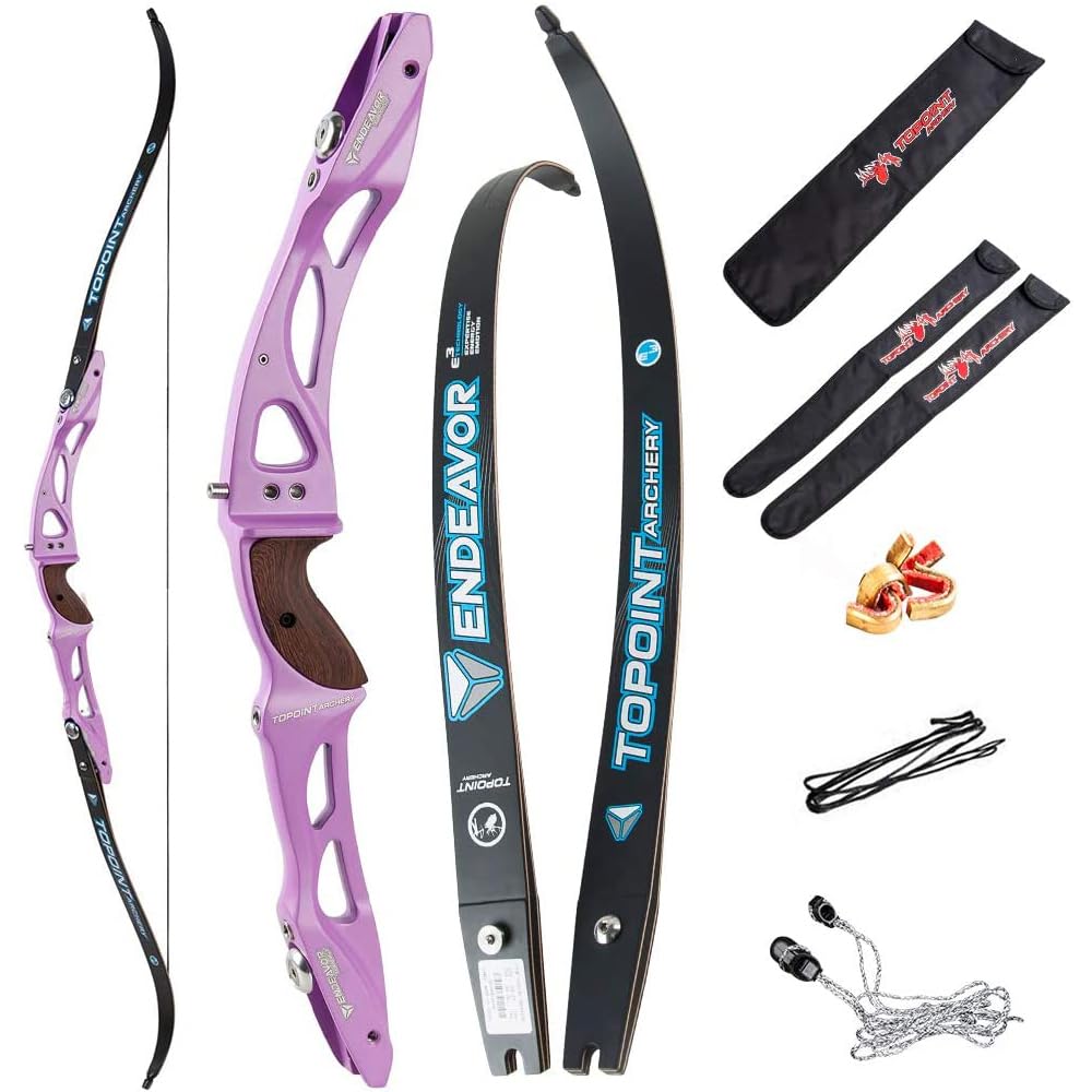 SHARROW 18-44lbs Archery Recurve Bow ILF Bow Riser and Limbs 66/68/70 Inch Aluminum Riser Takedown Recurve Bow for Athletic Competition (66"/22lbs, Purple)