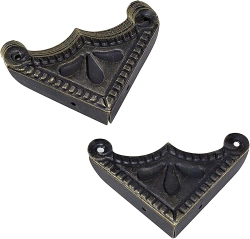 Antrader 12 piezas de metal protector de esquina protector de seguridad parachoques decorativos muebles bordes cubiertas con tornillos tono bronce