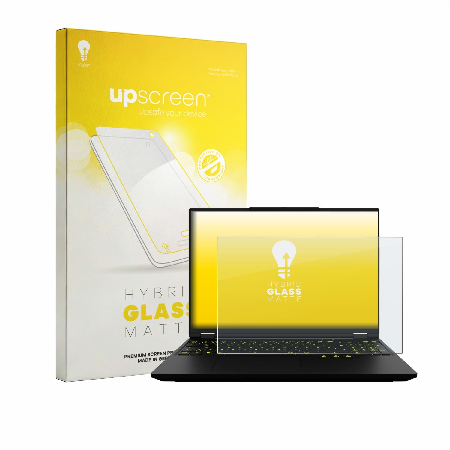 upscreen Lámina Cristales para XMG Neo 16 | , Mate Protección Pantalla Made in Germany, Anti-Reflejos 9H Dureza Hybrid Tempered Glass