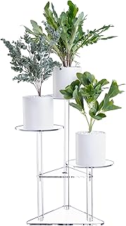 Sumerflos Acrylic Corner Plant Stand 3 Tier - Clear Indoor Plant Shelf P...