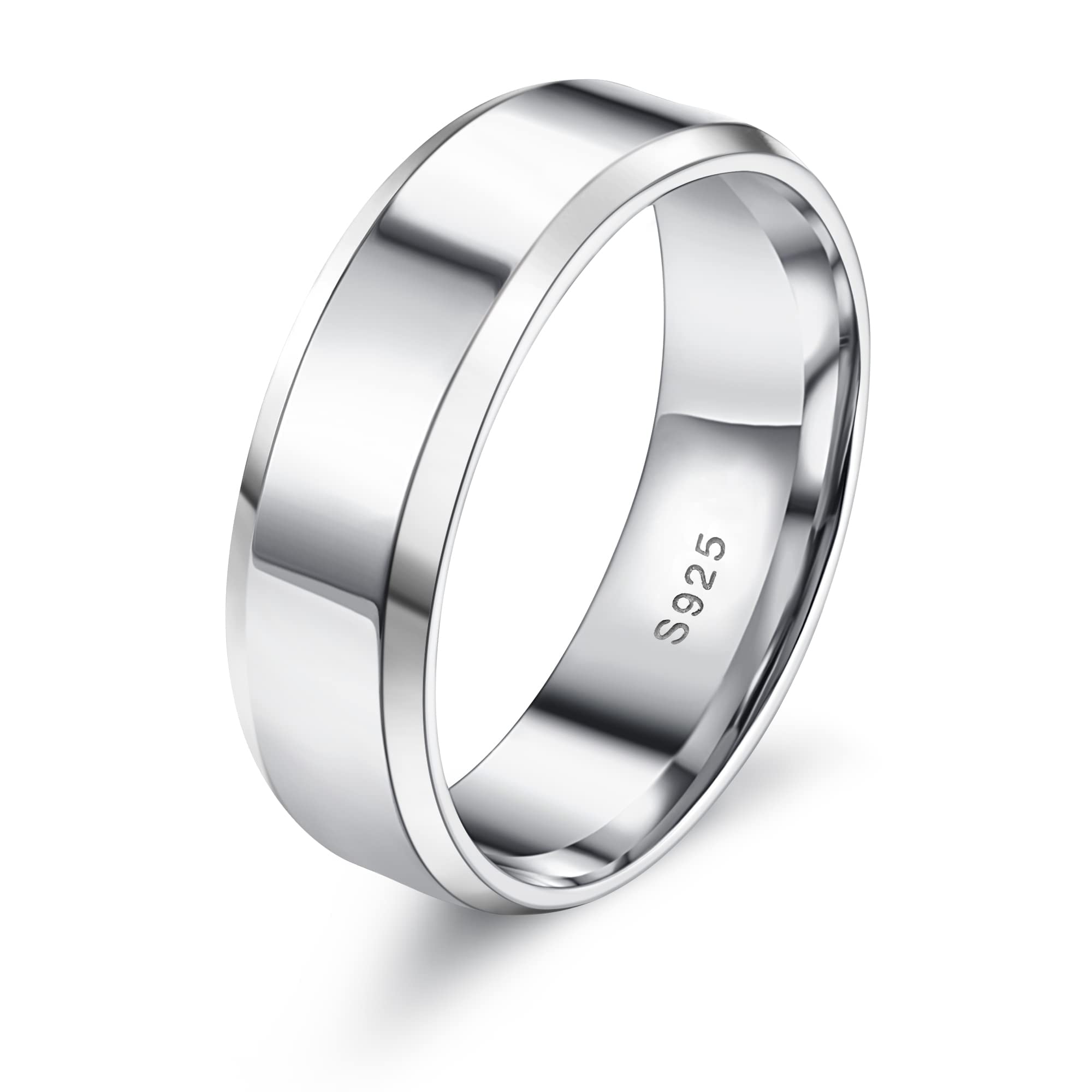 KRFYS925 Anillos de Plata Esterlina para Mujer Hombre18 Quilates Chapado en Oro Blanco Anillo de Dedo Declaración Pulida Promesa Compromiso Eternidad Anillo de Confort 3 mm 4 mm 5 mm 6 mm