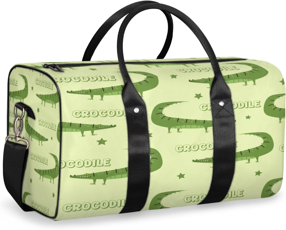Crocodiles Cute Travel Duffel Bag for Women Men Large Capacity Overnight Weekender Bags for Lightweight Waterproof Sport Gym Bag for Workout Yoga Swim