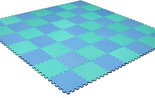 Tapete de juego de espuma EVA para niños de 11.8 x 11.8 pulgadas, tapete de ejercicio de rompecabezas entrelazado para protección y guardería (azul