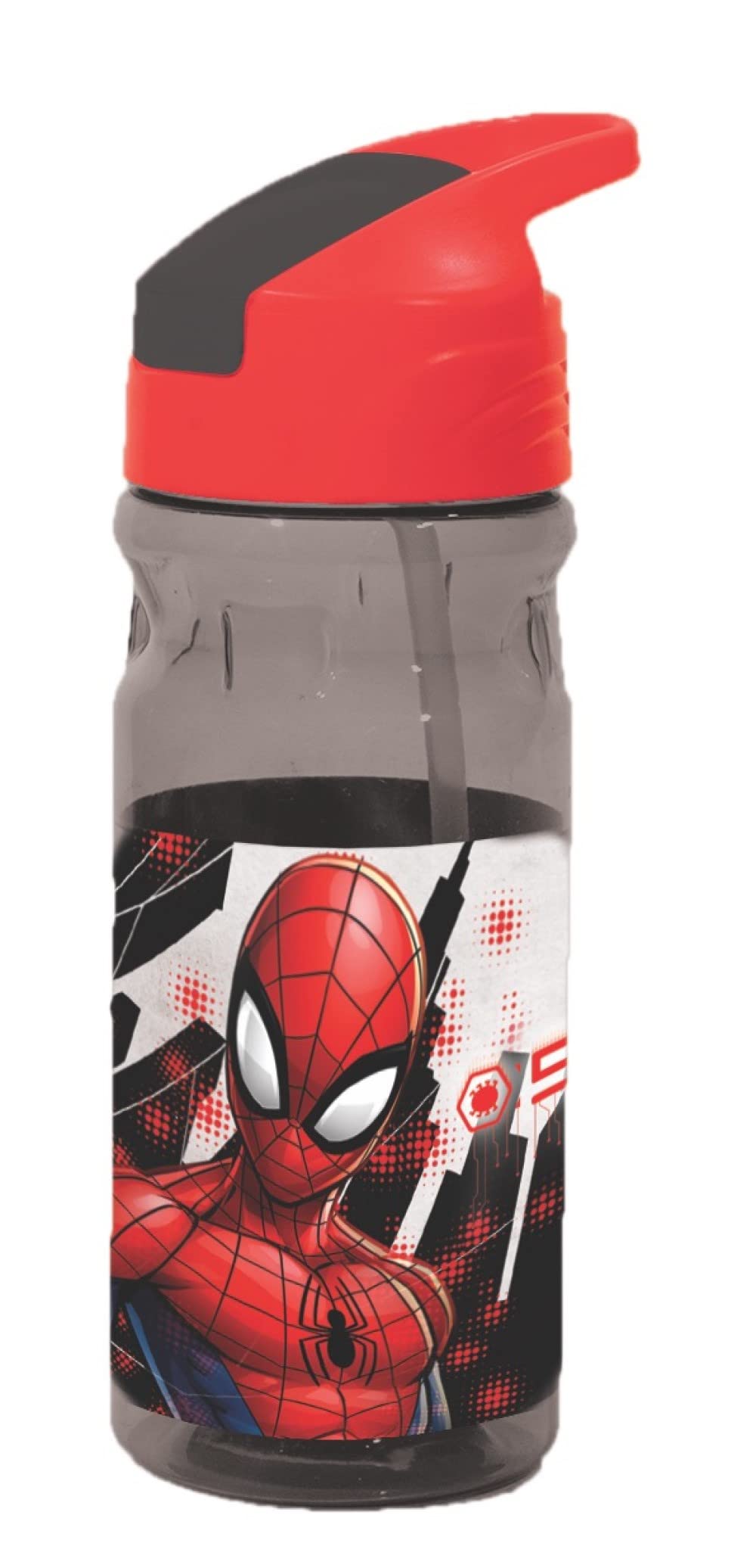 GIOVASGIOVAS Spiderman Characters Pop Up Water Bottle Drink Bottle Flask School Lunch Kids Childrens 550ml, Multicolours