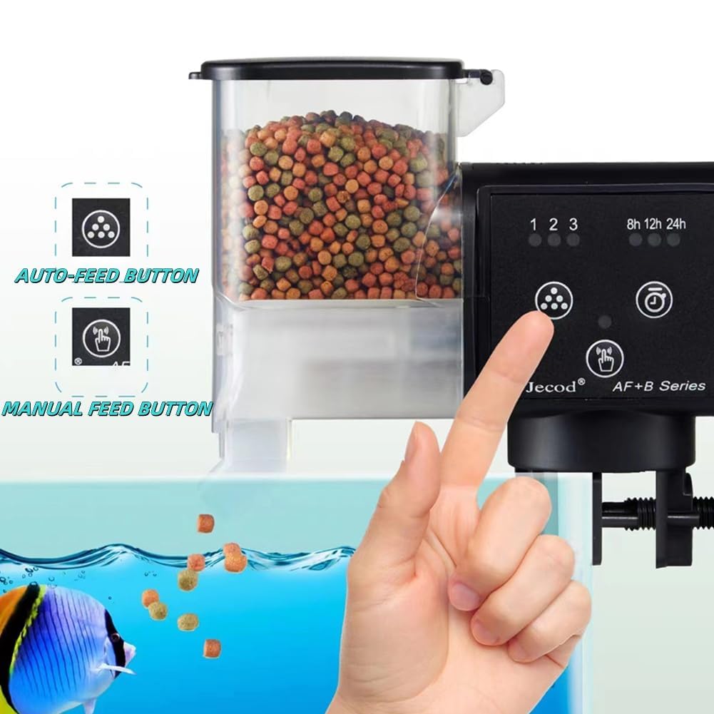 GarveeLife Automatyczny karmnik dla ryb do akwarium – duża pojemność 500 ml – funkcja timera – ochrona przed wilgocią – do wody słodkiej i zimnej, Betta, złotych rybek, koi, żółwia – do