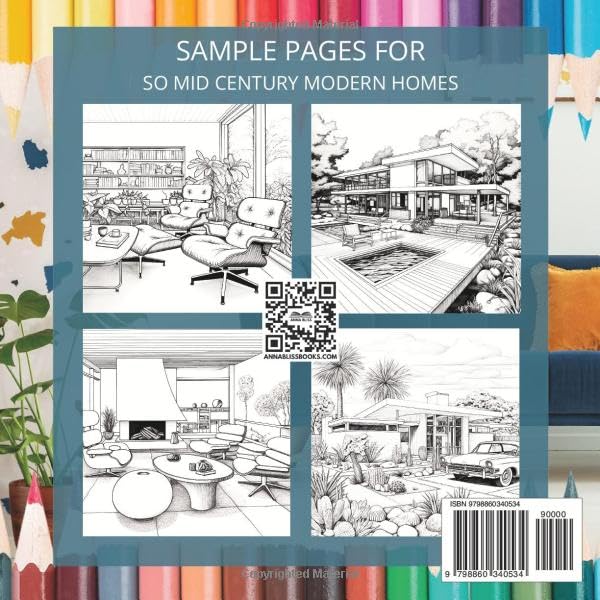 So Mid Century Modern Homes: Design and Decor Coloring Book for Adults Who Love MCM Style, Furniture, Art, Lighting, Fabrics, and Colors (Mid Century Modern Coloring Books) image 3