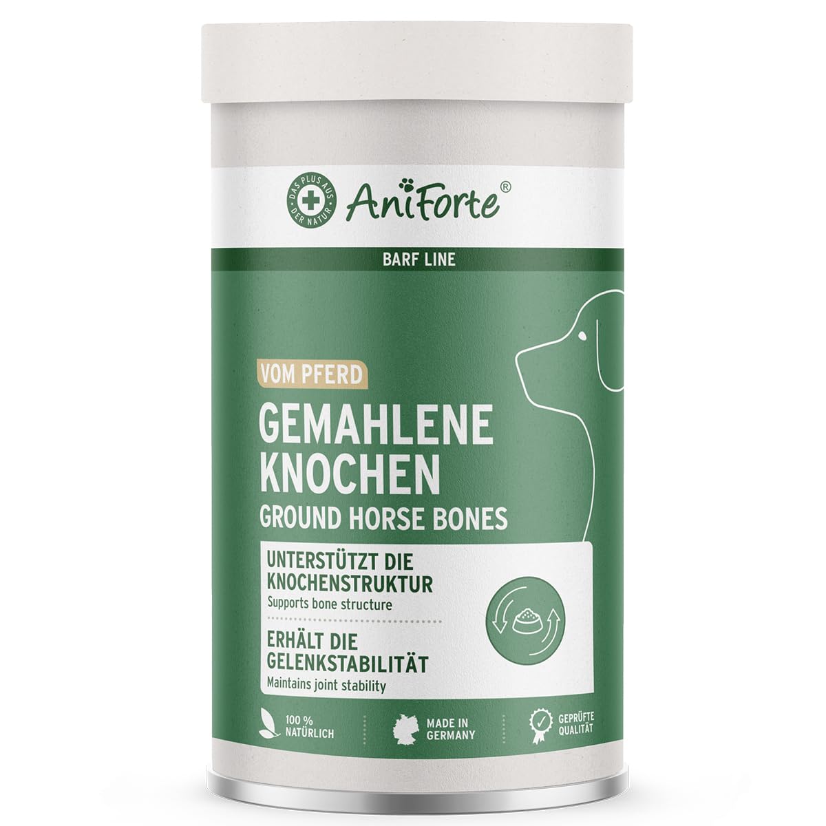 AniForte Os moulus de cheval pour chiens et chats 1 kg – Calcium naturel pour la construction osseuse et les articulations, farine d'os pure comme complément alimentaire et barf
