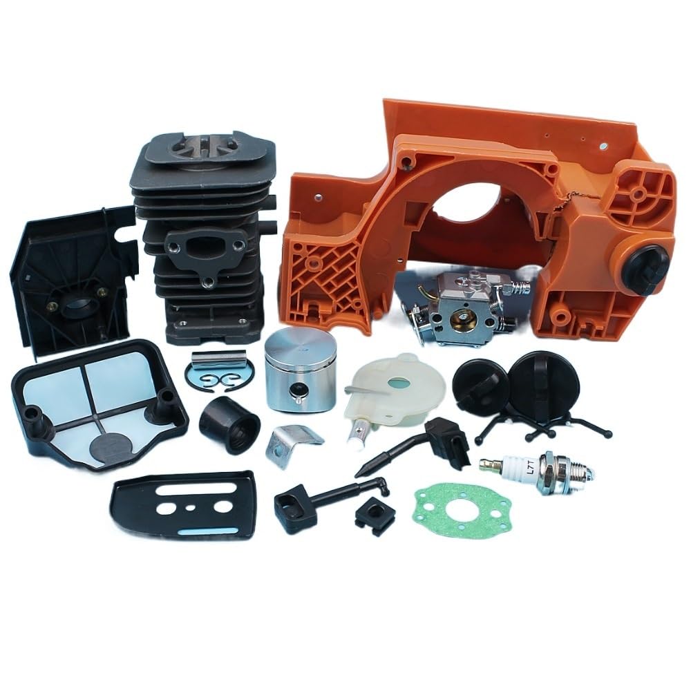 UNARAY Soporte de carburador de pistón de Cilindro de cárter (38mm) Apto for Husqvarna 137 142 Motosierra Bomba de Tapa de Aceite de Combustible Junta de Placa de Barra de Filtro de Aire
