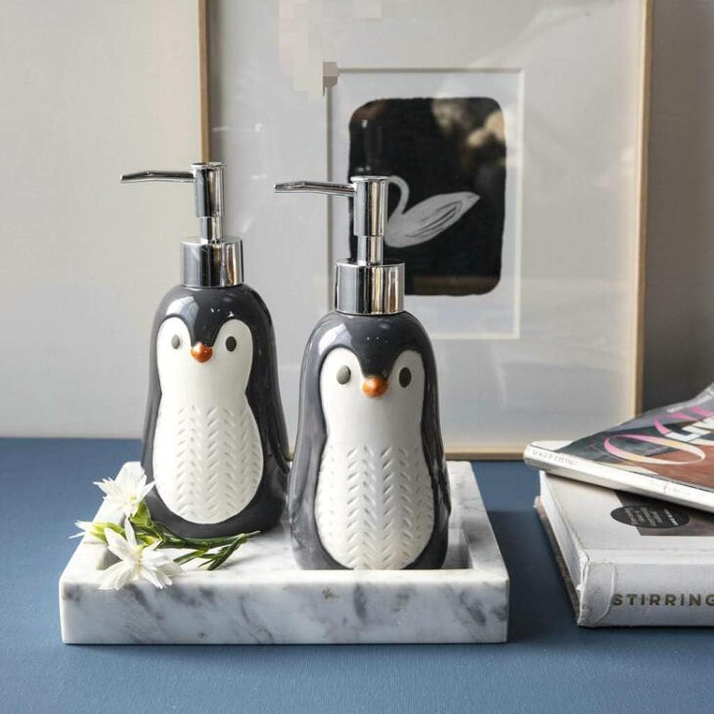Dozownik mydła do rąk, ceramiczna pompka do balsamu pingwinowego, pojemnik na mydło w płynie do wielokrotnego napełniania, przenośny dozownik mydła do kuchni lub łazienki, ręcznie malowany design