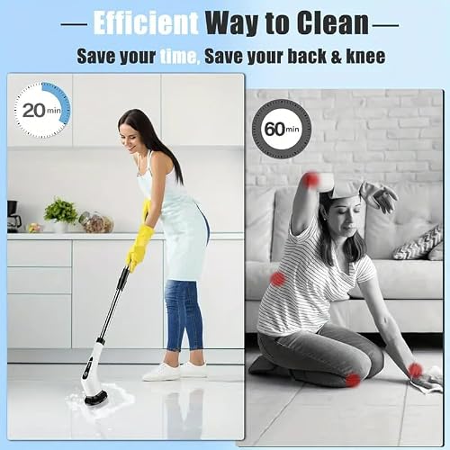 Electric Spin Scrubber,Cordless Cleaning Brush,Shower Cleaning Brush with 8 Replaceable Brush Heads, Power Scrubber 5 Adjustable Speeds for Floor Bathroom Shower Bathtub Glass Car