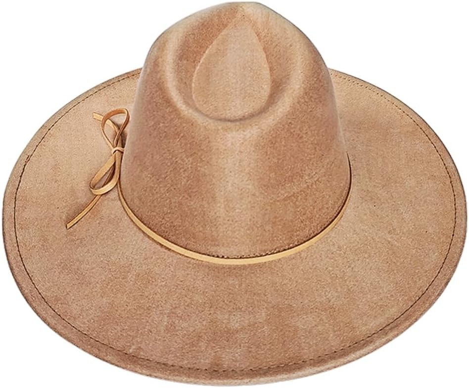 Fedora Hat for Women and Men, Classic Winter Wide Brim Felt Panama Hat Adjustable Suede Western Jazz Cap