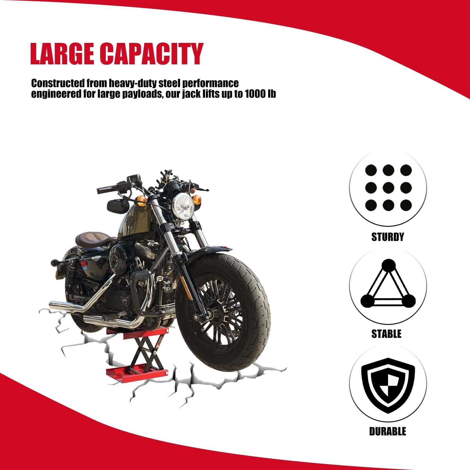 Dhouse Motorradheber höhenverstellbarer 4-13 Zoll Hebescheren Mittelständer mit Einer Kapazität von 1100 lb Fahrradreparatur-Scherenheber für die Motorradwartung,roter in Garage und Außenbereichen