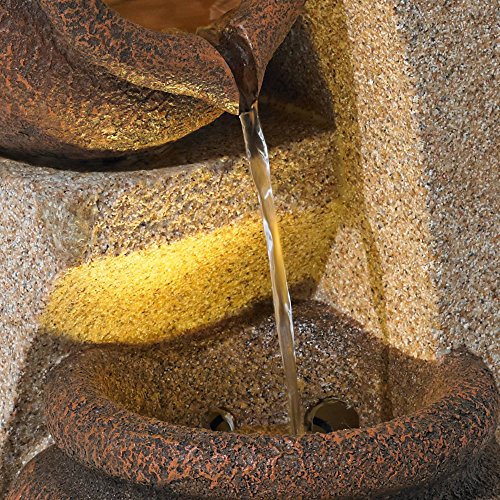 Cascading Jugs 30" High Large Rustic Indoor Outdoor Decor Faux Stone Floor Fountain with Light LED Standing Waterfall Tiered Water Feature for Outside Garden Patio Yard Backyard - John Timberland - Image 7