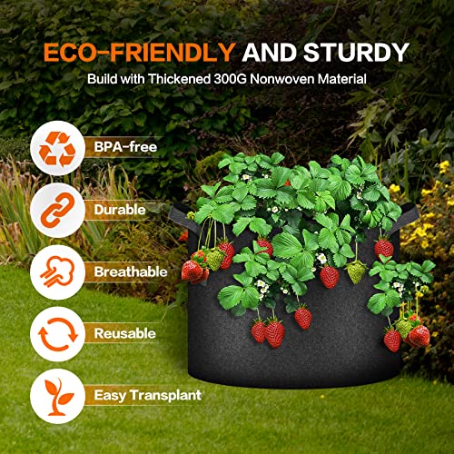 iPower Fabric Containers Aeration with Nylon Handles, for Planting Vegetables Black, 5 Gallon - Image 3