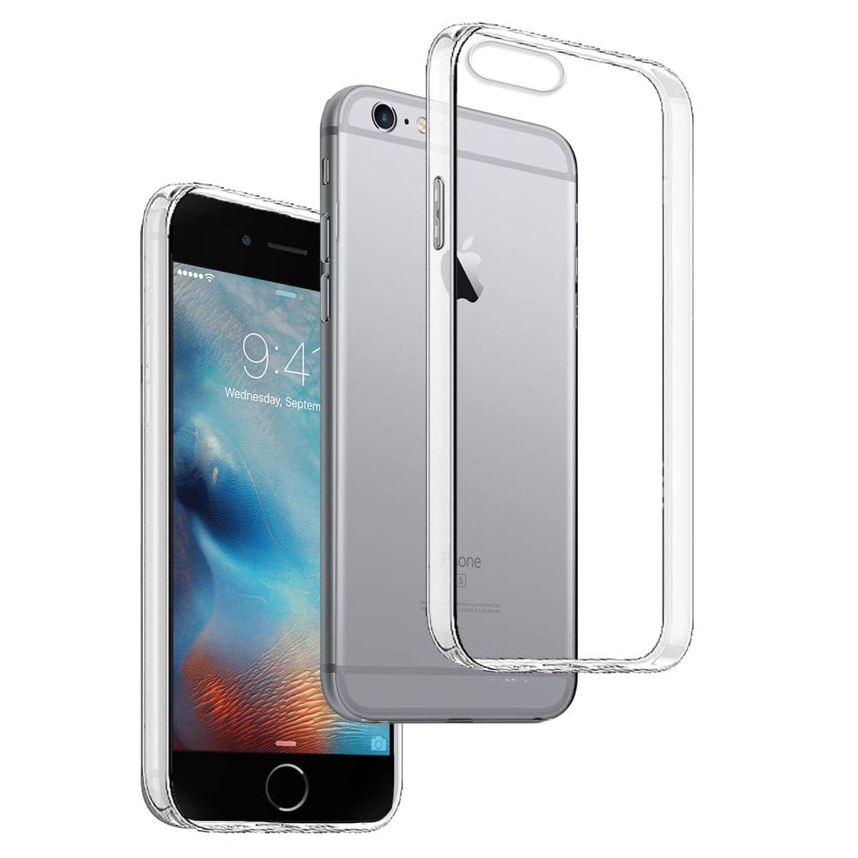 Custodia Trasparente Antishock Seronik Custodia In Silicone + Vetro  Protettivo 9H Per IPhone 6 Plus E 6s Plus | Cover Trasparente Antiurto  Ifhone 6 S Plus, image size:1250x1250