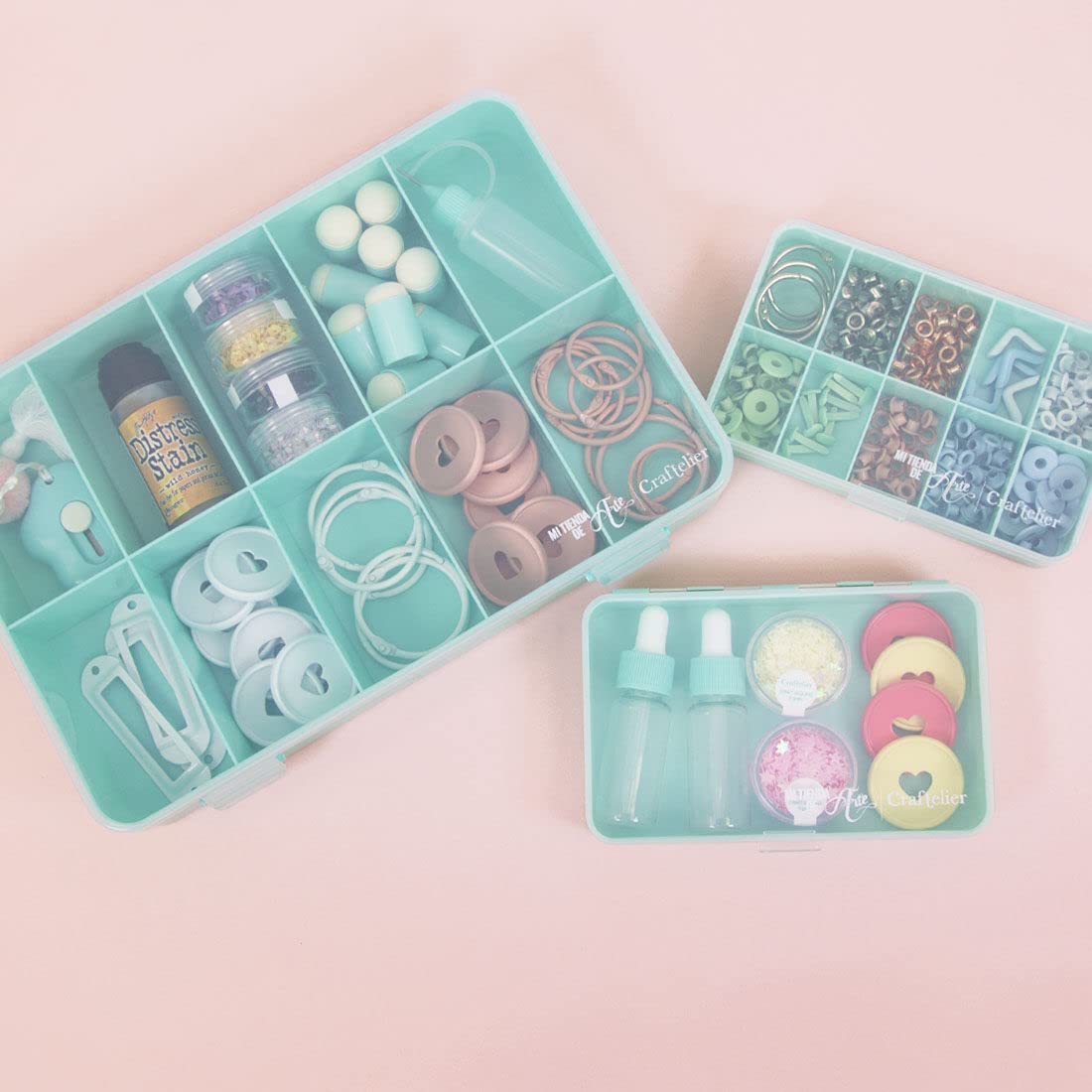 Scatola Organizer 10 Scomparti Craftelier - Per Scrapbooking E Artigianato - Colore Turchese