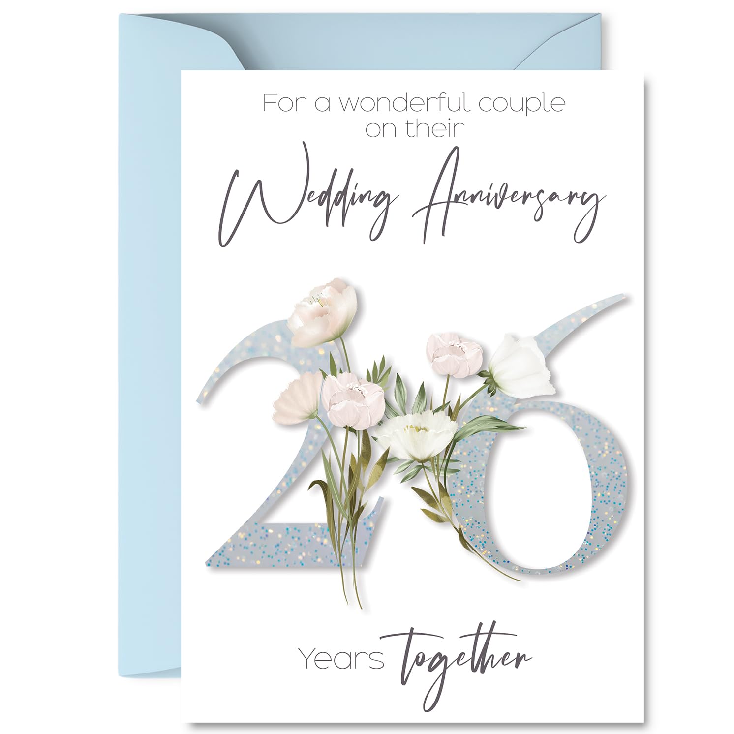26th Anniversary Card for Women and Men, Fancy Floral Flowers