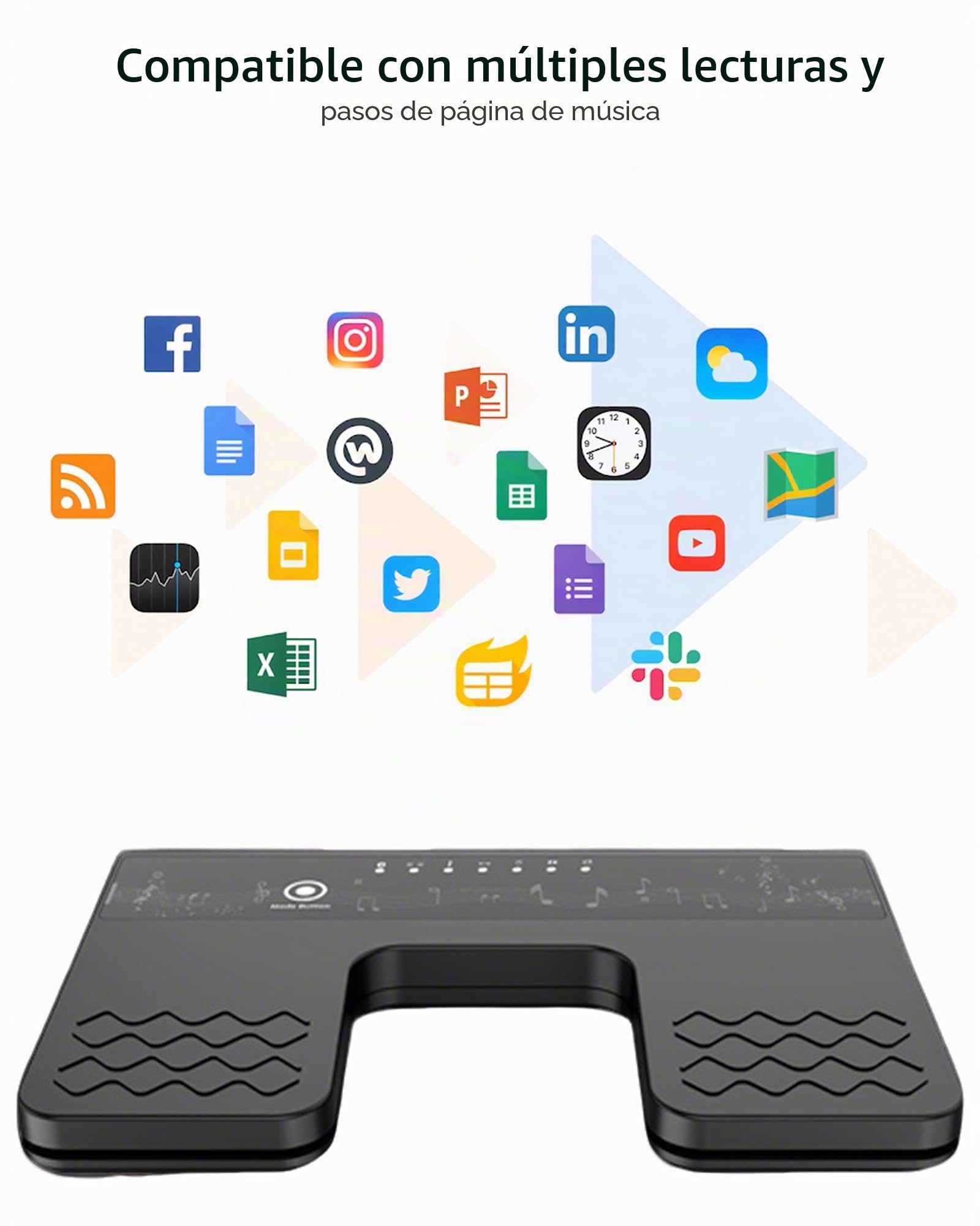 Pedal Cambiador de Páginas Bluetooth: Interruptor de Pie de Bluetooth 6 Modos para Tablet, Smartphones, Recargable, Silencioso para Músicos, Pianistas, para Tocar Instrumentos o Prompts (ABS)