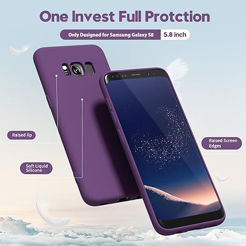 Miniatura 3 de oakxco Diseñada para Samsung Galaxy S8, funda de silicona líquida, bonita funda delgada y delgada de goma suave de poliuretano termoplástico para