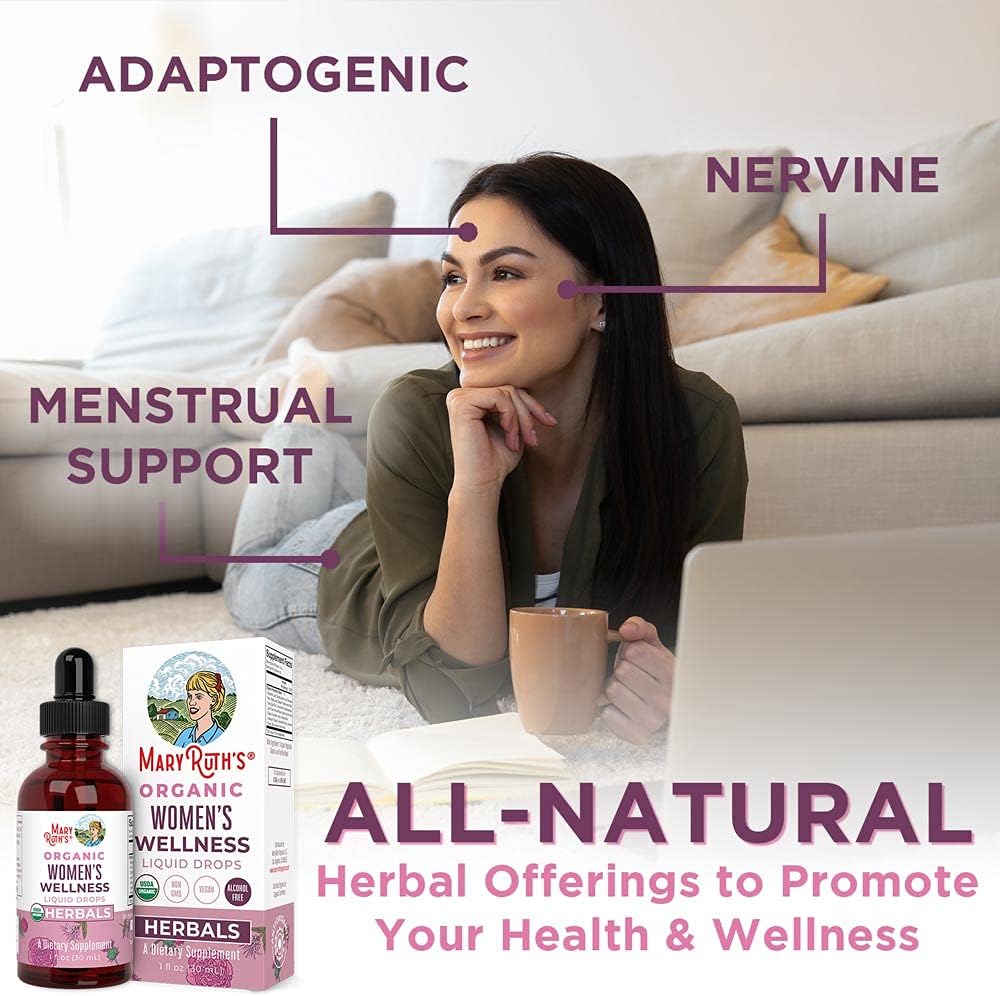 USDA Organic Women's Wellness Liquid Herbal Blend by MaryRuth's | Includes Raspberry Leaf, Eleuthero Root, Chaste Tree Berry | Relaxation, Menstrual Support, Detox Support | Non-GMO, Vegan : Health & Household