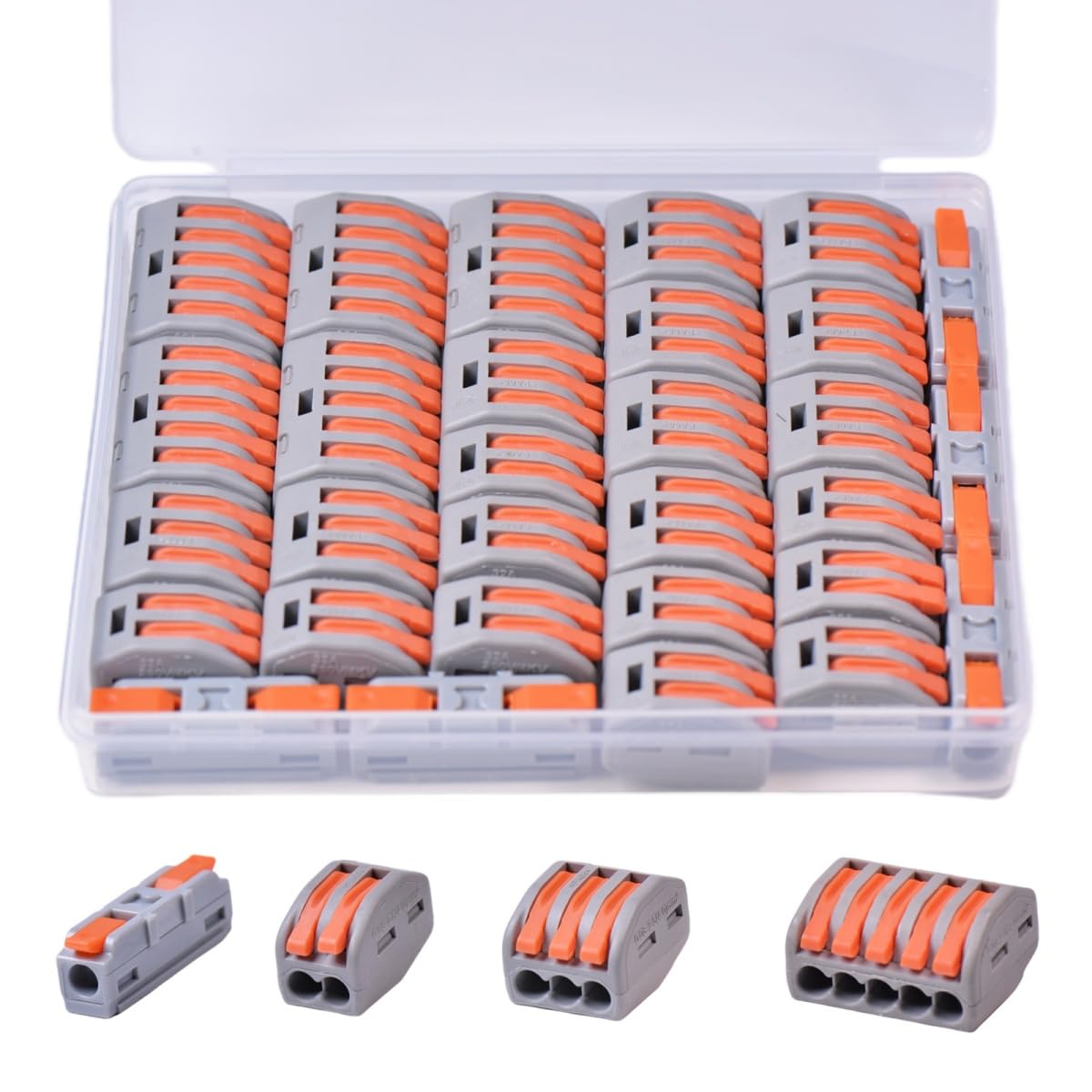 30 conectores de cable de palanca, conectores de empalme de cable rápido, kit de combinación de conductores 2/3/5 con terminales en línea 1 en 1, 28-12 AWG