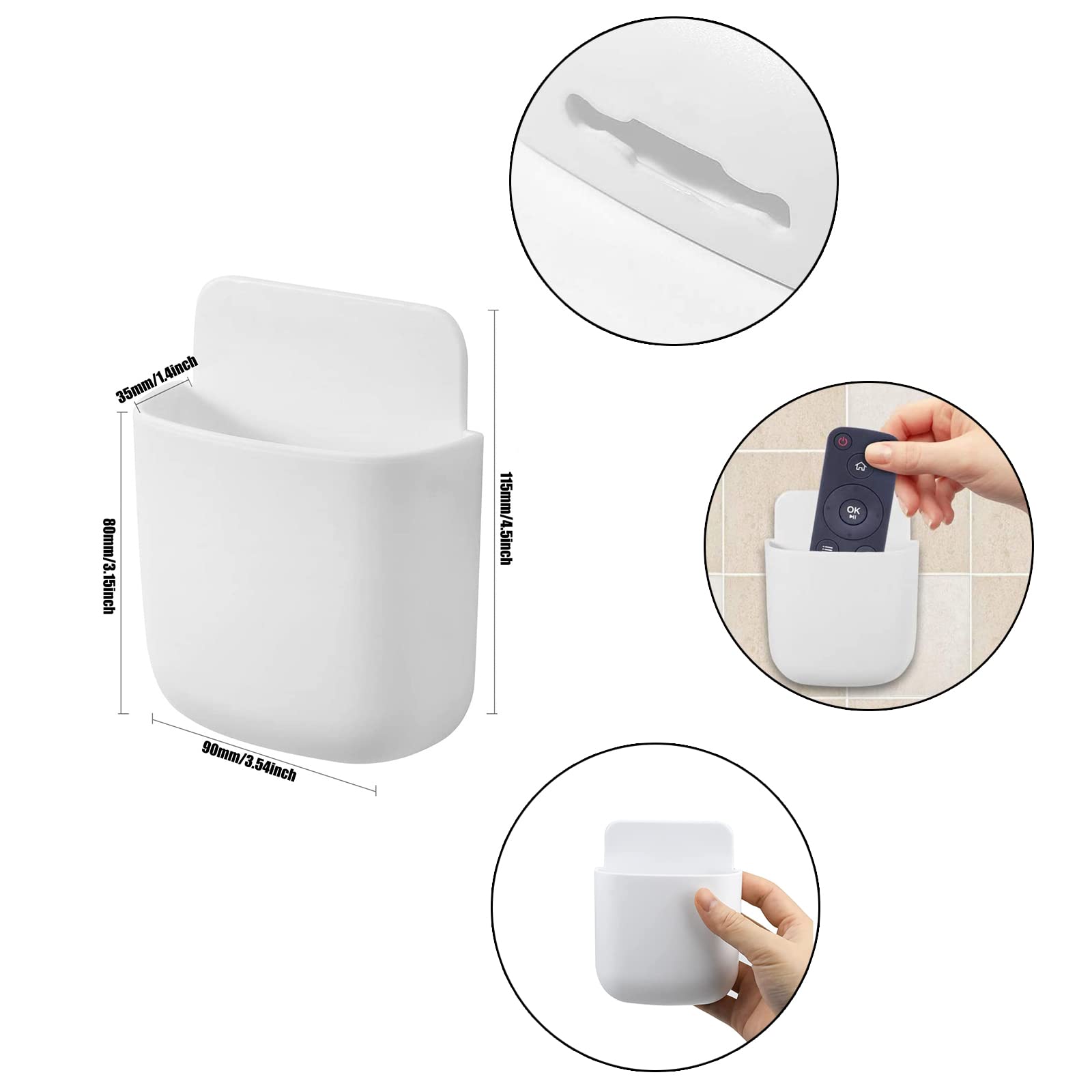 4 Porta Telecomando Autoadesivi Bianchi - Scatoline Da Parete Per Telecomando, Telefono, Penne E Chiavi - Foto 11