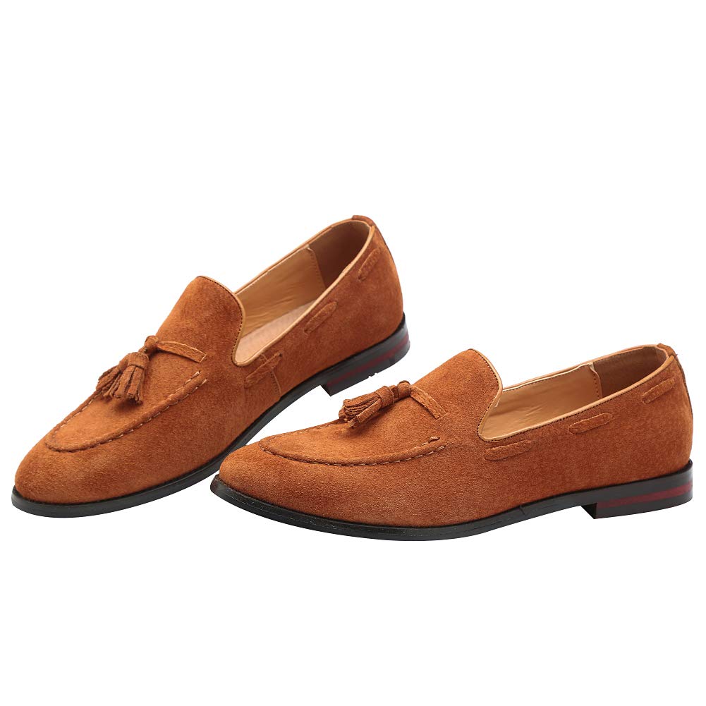 rismart Hombre Hecho a Mano Borlas Mocasines Ante de Vestir Zapatos Uniforme Mocasín