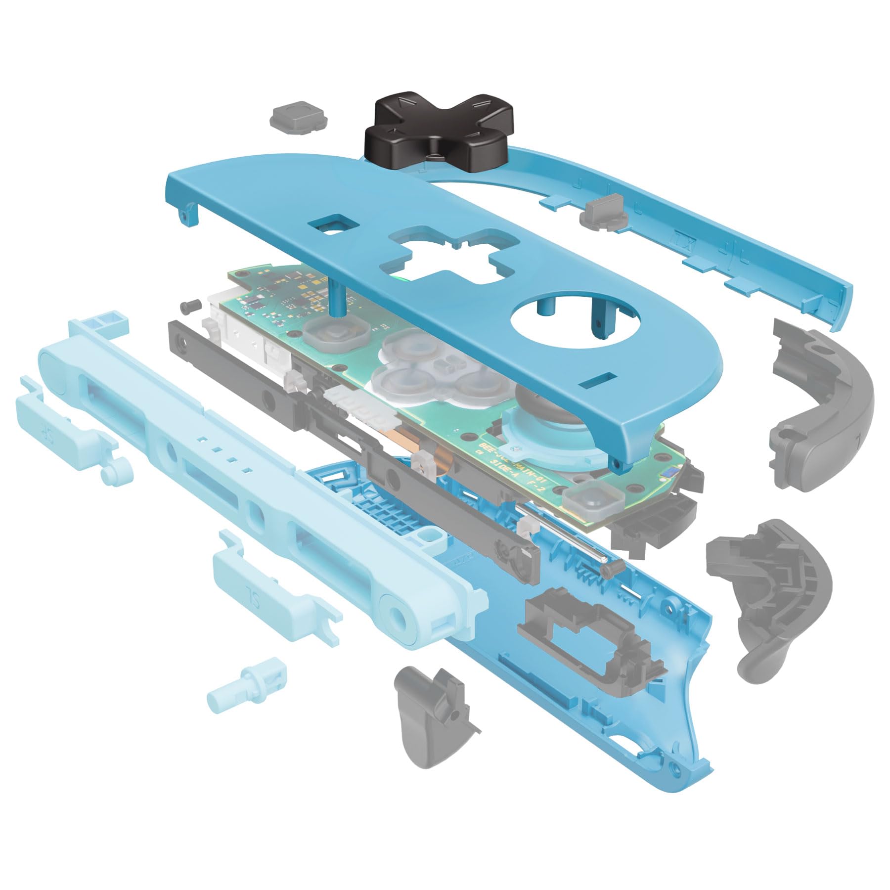 eXtremeRate Cover Accessori per Nintendo Switch 2, Custodia Tasti ABXY Dpad Ricambio Kit per Switch 2 Joycon, Senza Joycon e Console(Dpad Versione), Blu&Arancione